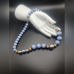 Wedgewood Blue Beaded Necklace